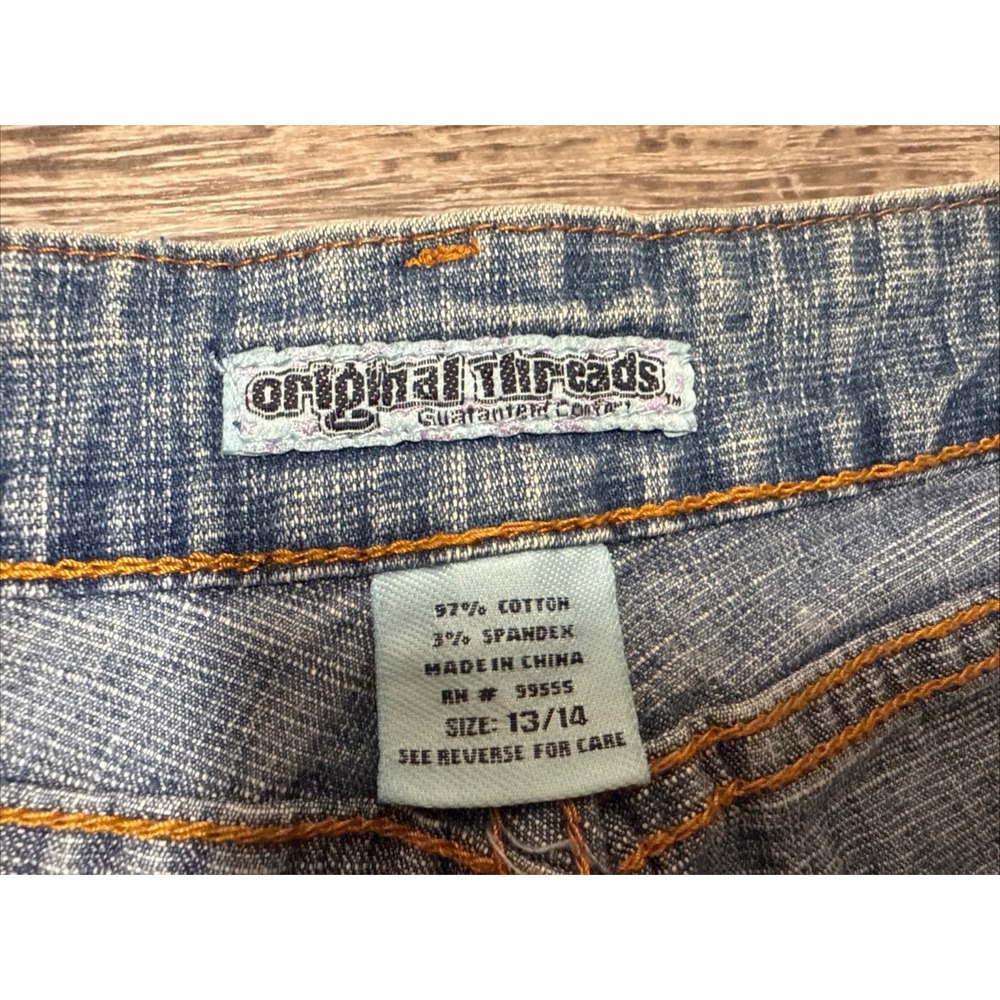 VTG Y2k Med Wash Straight Jeans Womens Studded McBling Denim Rodeo 13/14 Petite - Picture 6 of 10